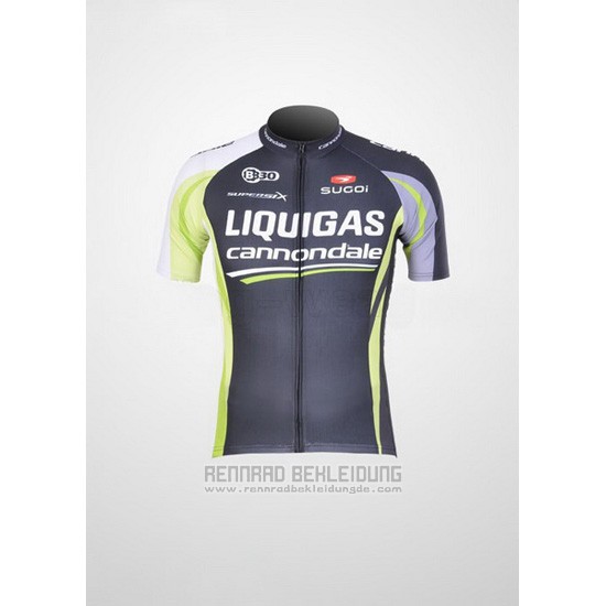 2011 Fahrradbekleidung Liquigas Cannondale Shwarz und Grun Trikot Kurzarm und Tragerhose